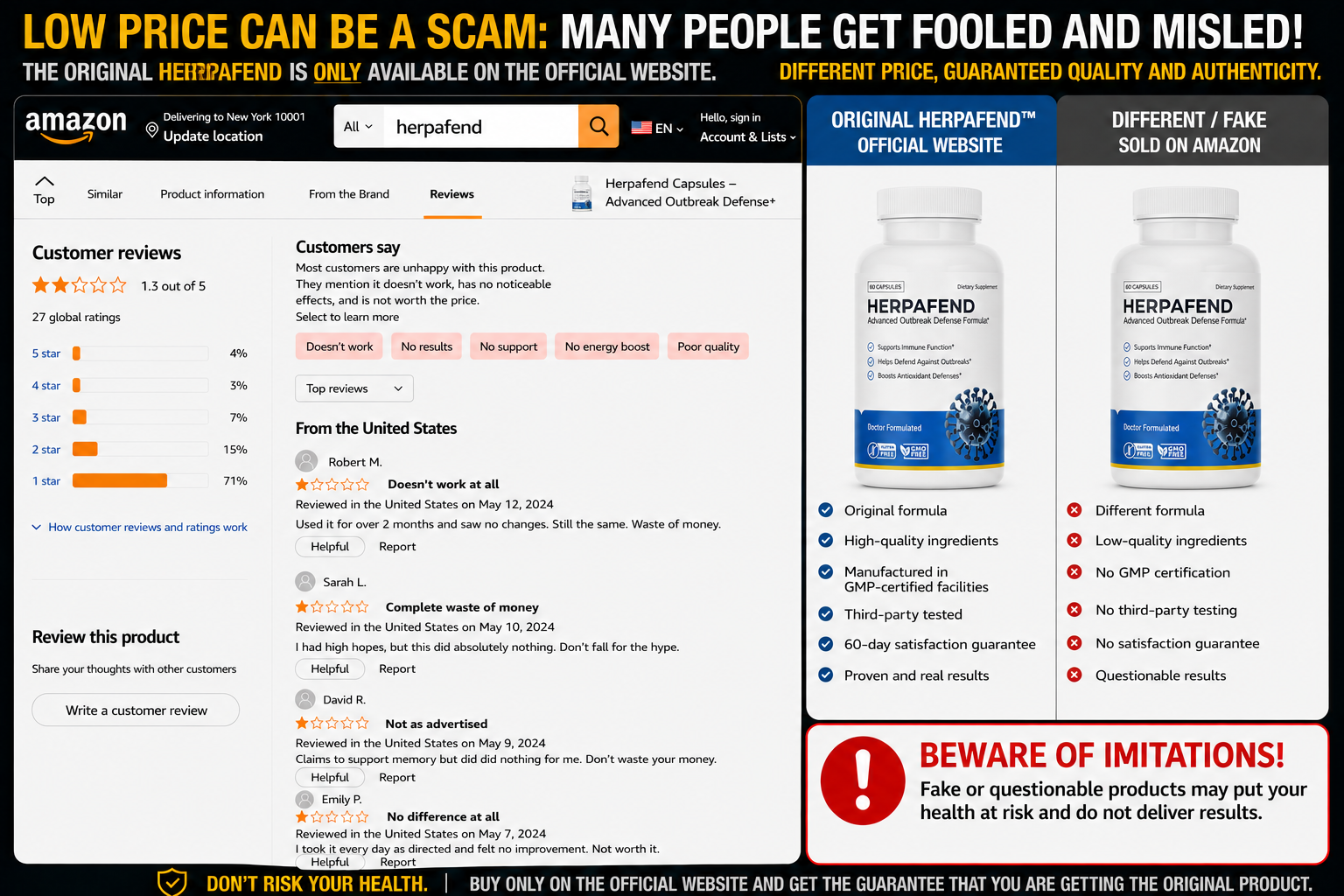 Herpafend negative reviews and complaints